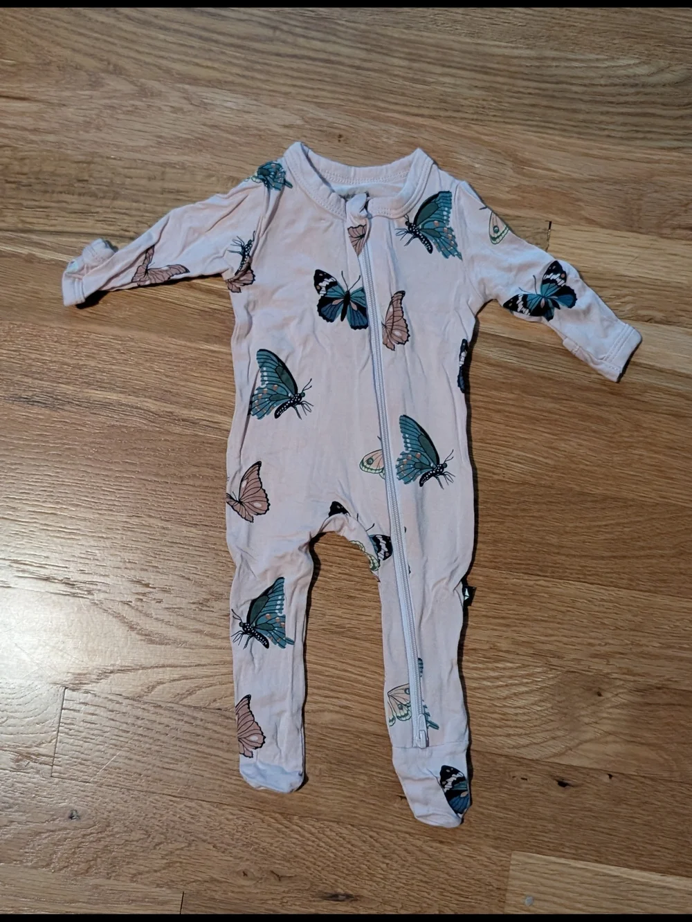 Kyte Premie Pink Butterfly Zipper Footed Pajamas